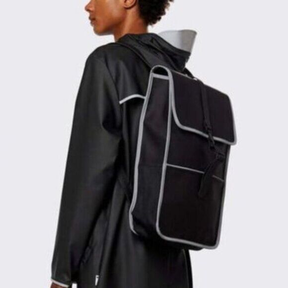 Rains Black Backpack with White Trim main image 13